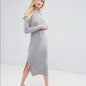 Final sale!! ASOS  metallic silver keyhole dress